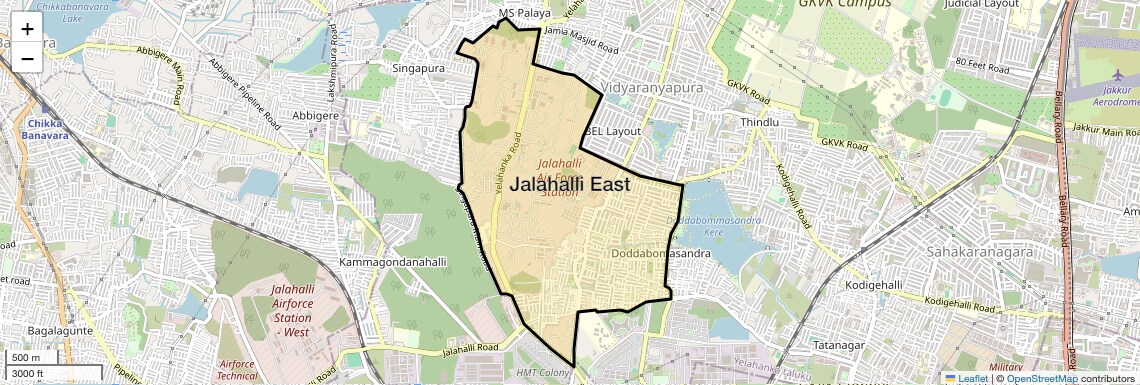 Location Map of Jalahalli East, Bangalore