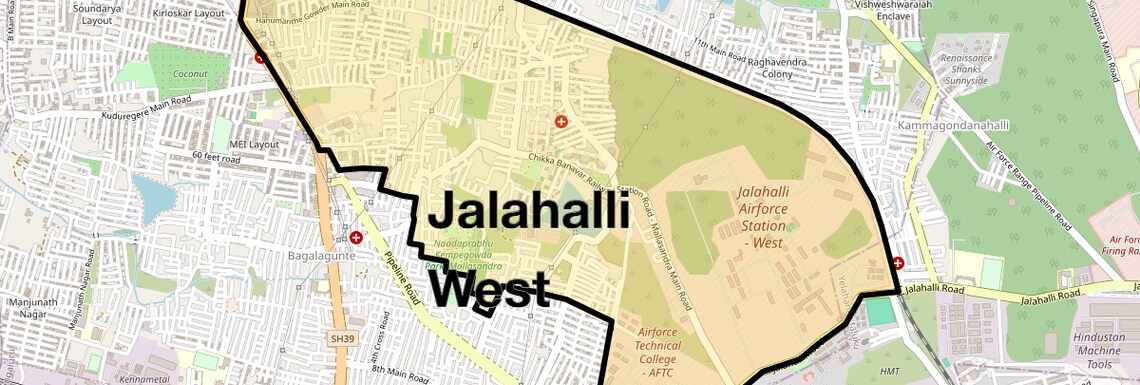 Location Map of Jalahalli West, Bangalore