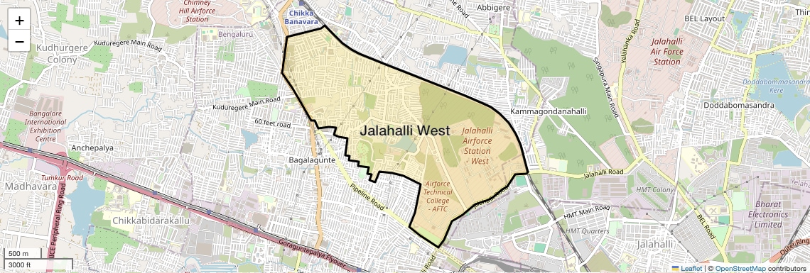 Location Map of Jalahalli West, Bangalore