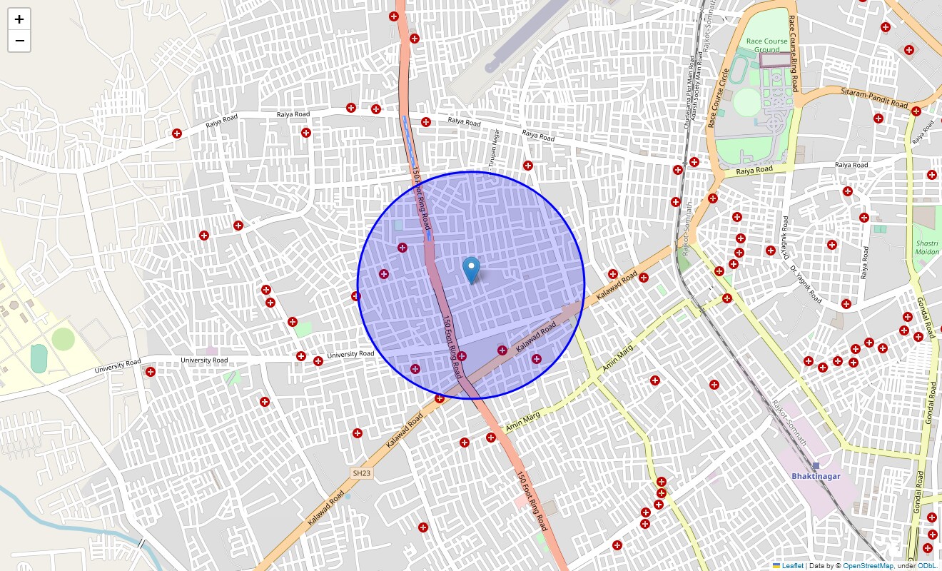 Location Map of Jalaram 2, Rajkot