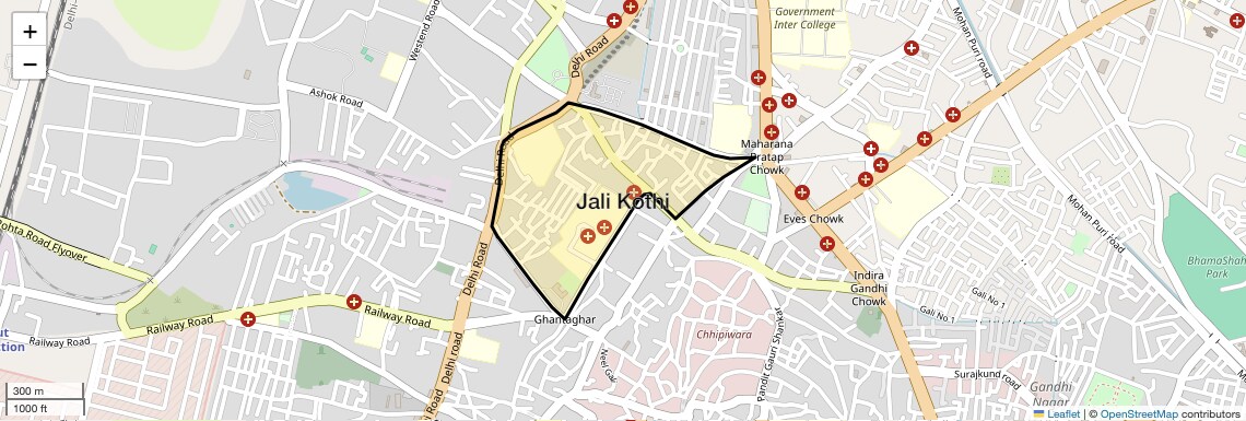 Location Map of Jali Kothi, Meerut