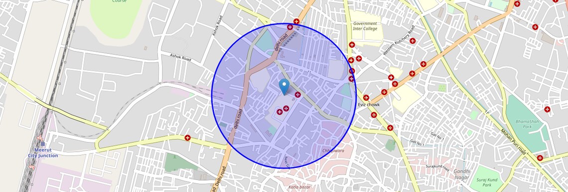 Location Map of Jali Kothi, Meerut