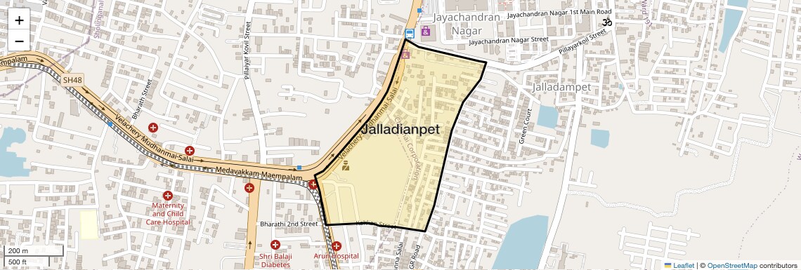 Location Map of Jalladianpet, Chennai