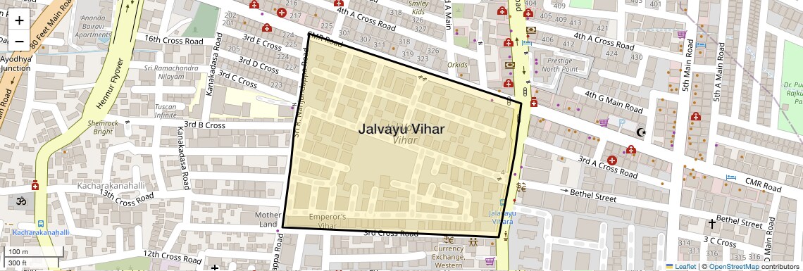 Location Map of Jalvayu Vihar, Bangalore