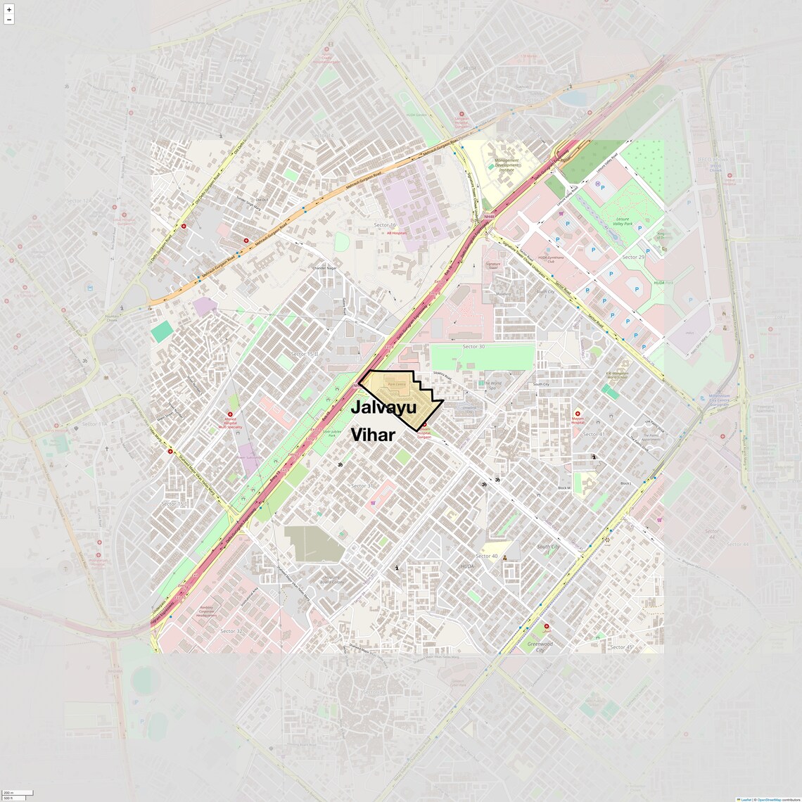 Location Map of Jalvayu Vihar, Gurgaon
