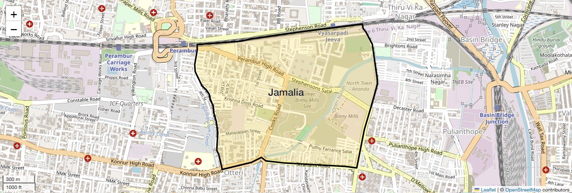 Location Map of Jamalia, Chennai