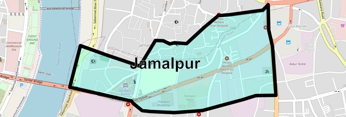 Location Map of Jamalpur, Ahmedabad