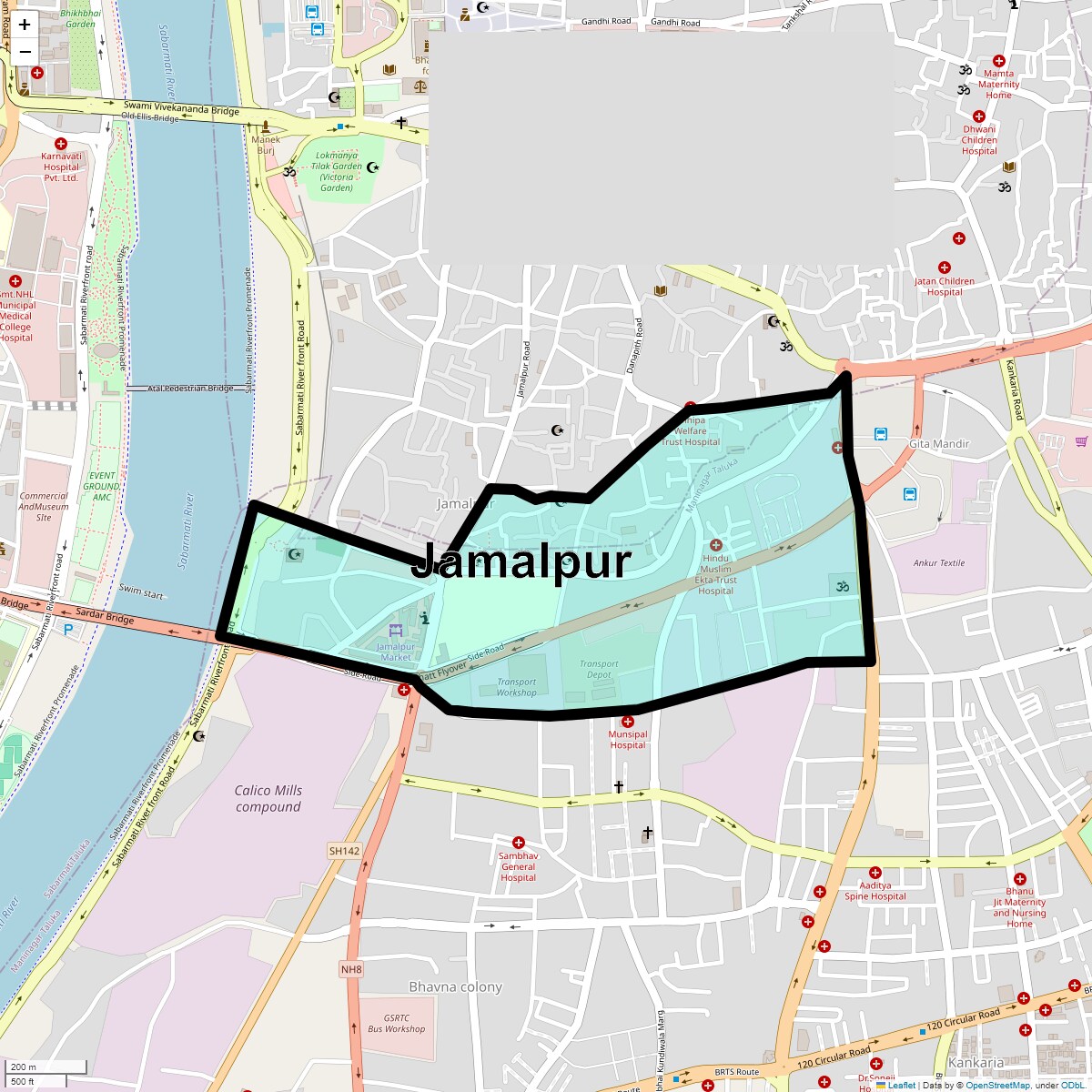 Location Map of Jamalpur, Ahmedabad