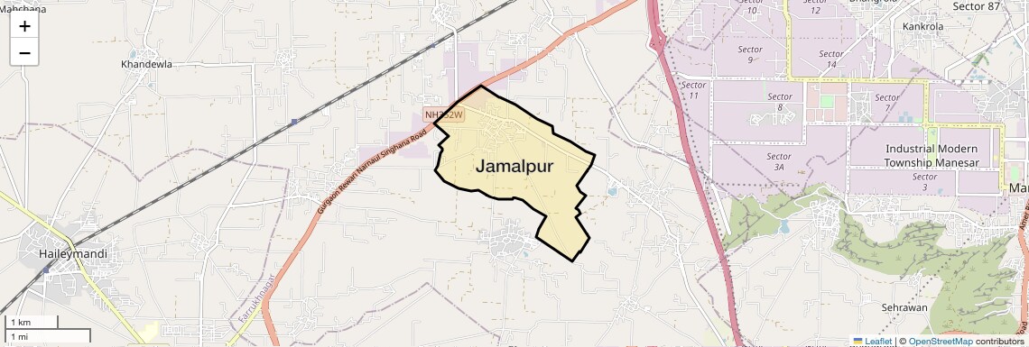 Location Map of Jamalpur, Gurgaon