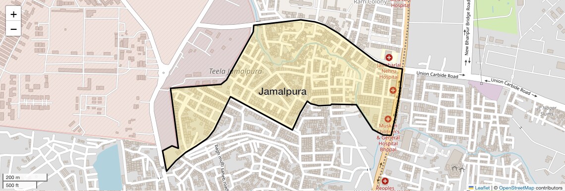 Location Map of Jamalpura, Bhopal
