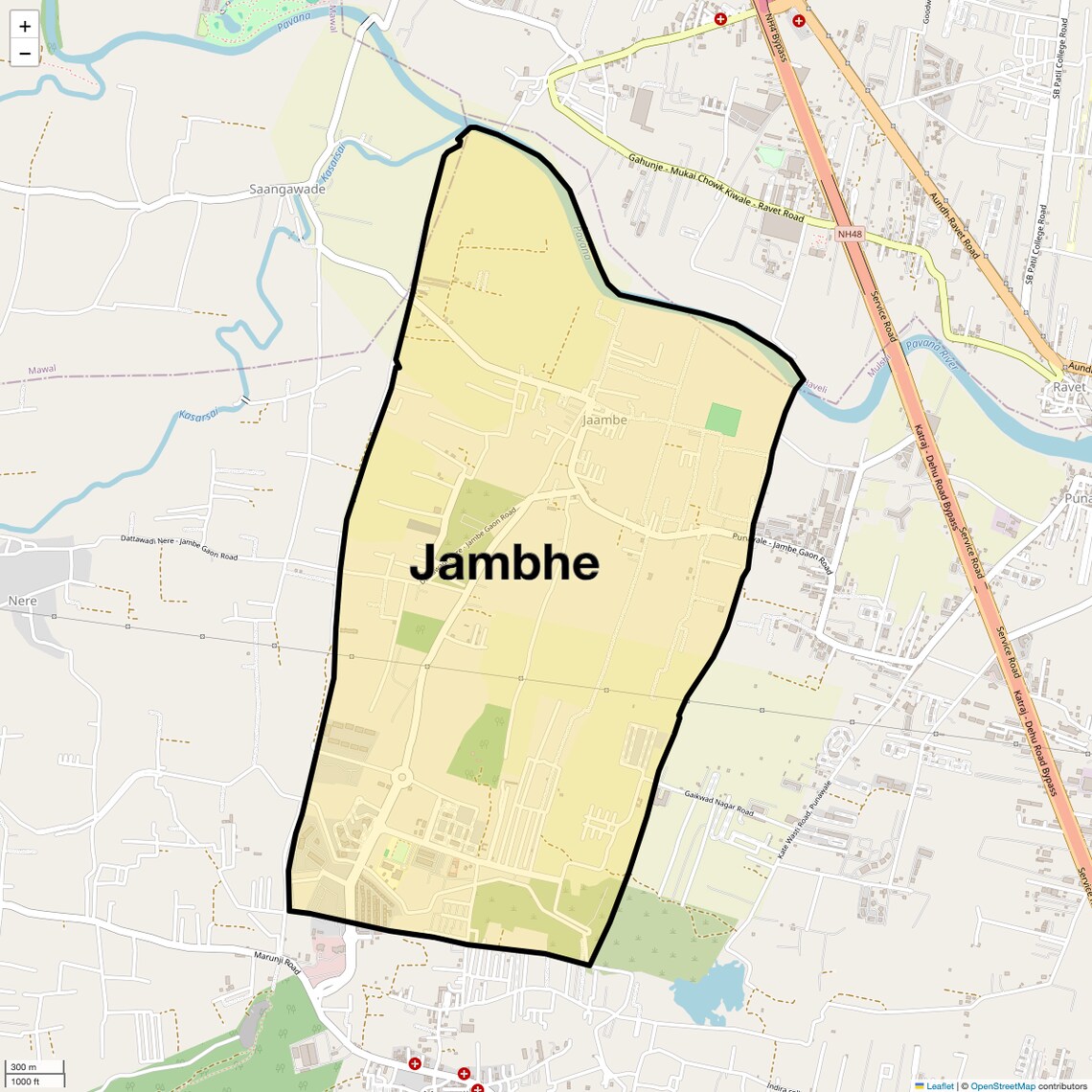 Location Map of Jambhe, Pune