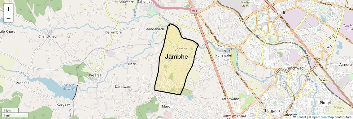 Location Map of Jambhe, Pune