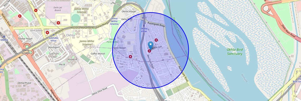 Location Map of Jamia Nagar, Delhi