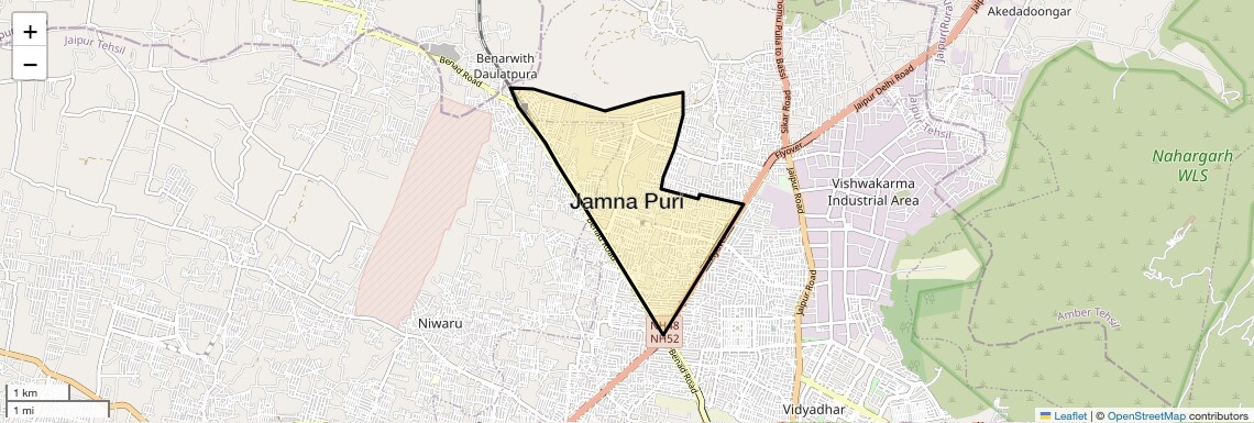 Location Map of Jamna Puri, Jaipur