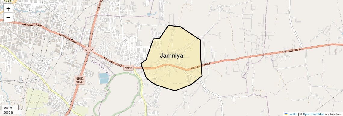 Location Map of Jamniya, Indore