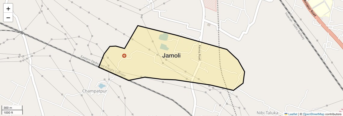 Location Map of Jamoli, Allahabad