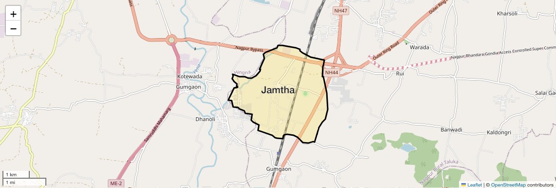 Location Map of Jamtha, Nagpur