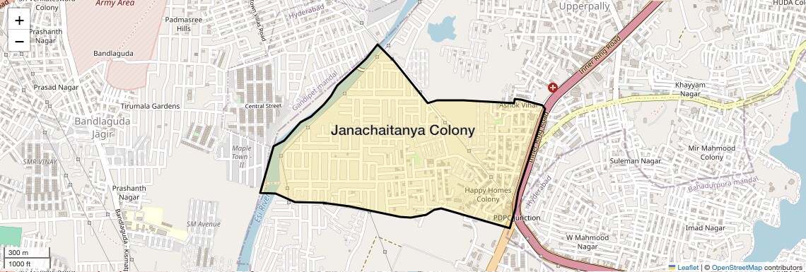 Location Map of Janachaitanya Colony, Hyderabad