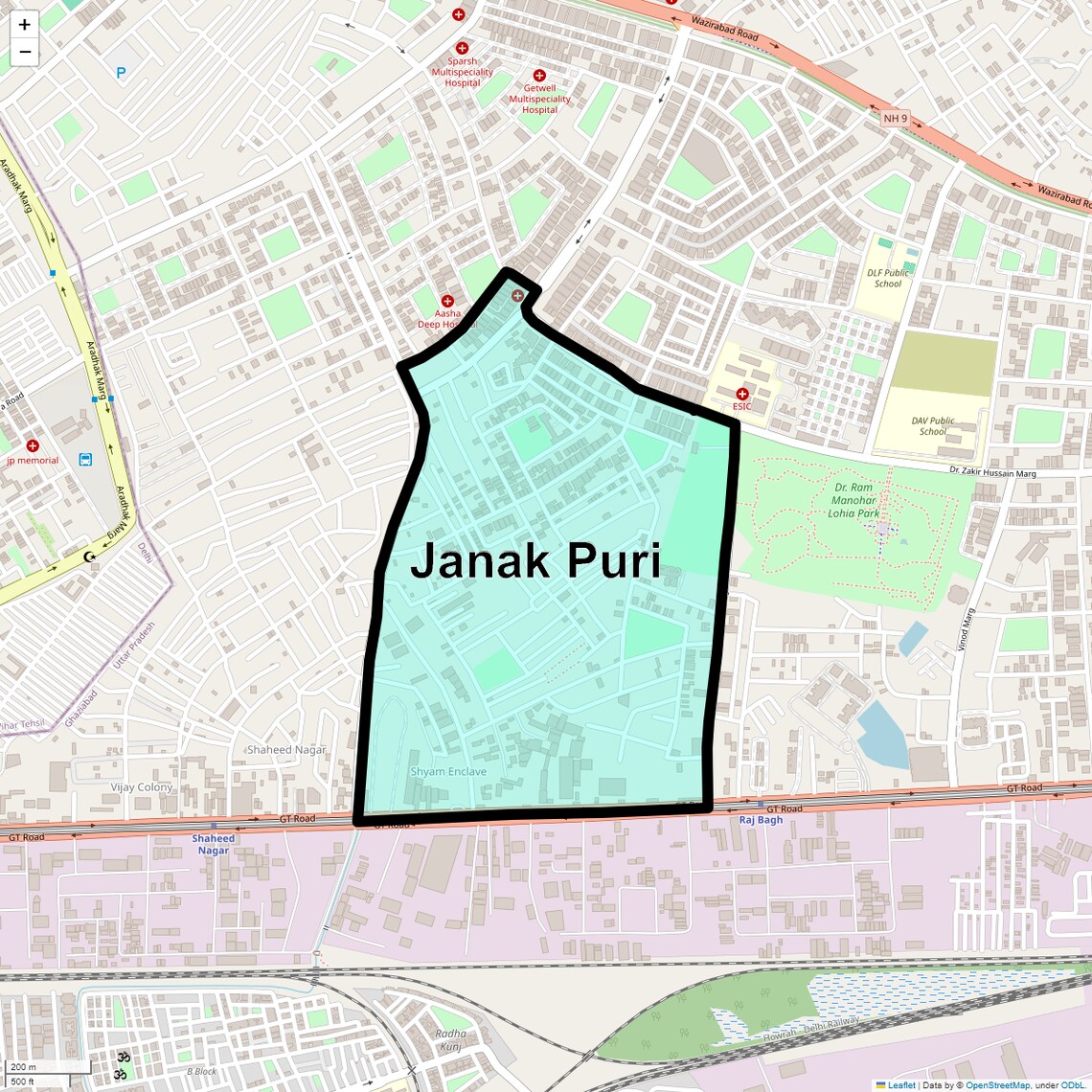 Location Map of Janak Puri, Ghaziabad