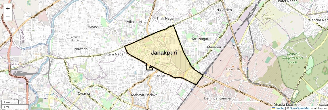 Location Map of Janakpuri, Delhi