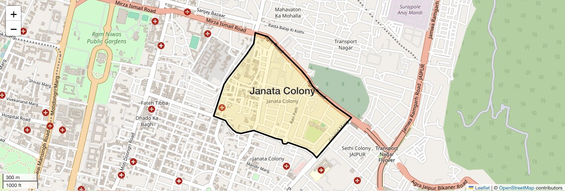 Location Map of Janata Colony, Jaipur