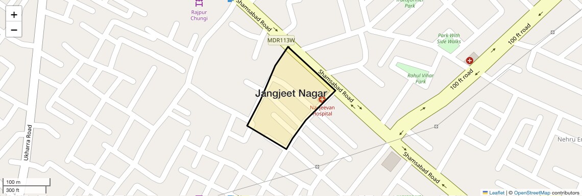 Location Map of Jangjeet Nagar, Agra