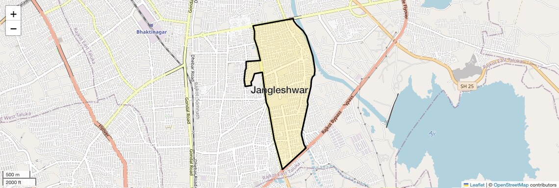 Location Map of Jangleshwar, Rajkot