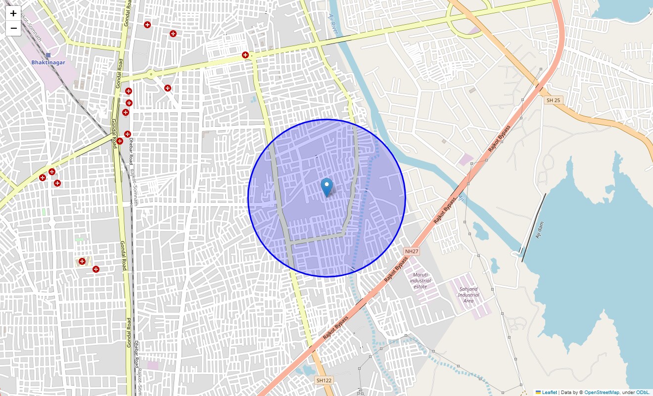 Location Map of Jangleshwar, Rajkot
