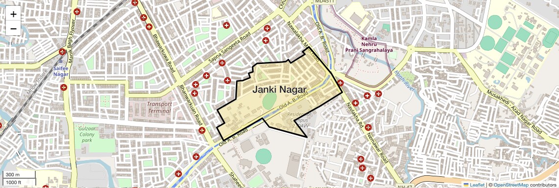 Location Map of Janki Nagar, Indore
