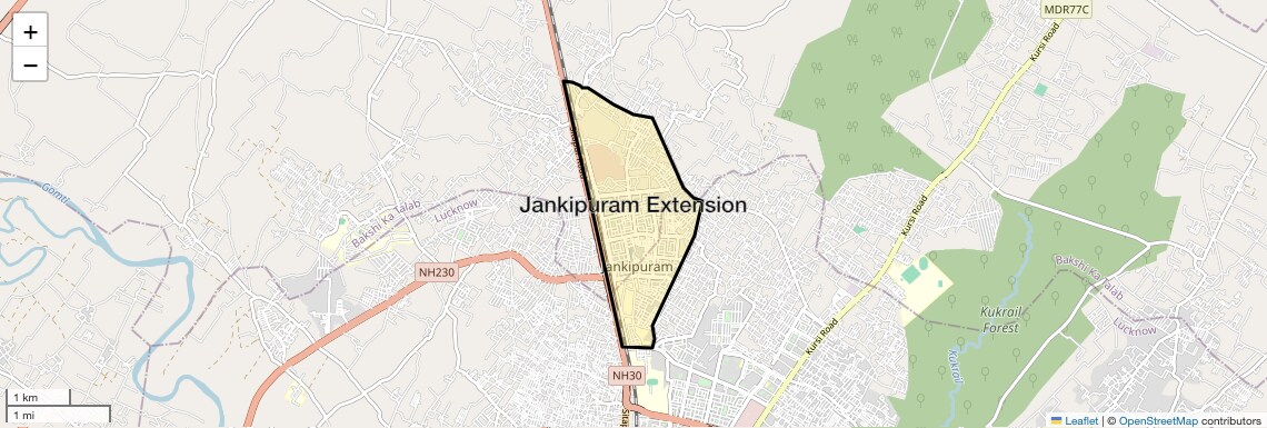 Location Map of Jankipuram Extension, Lucknow