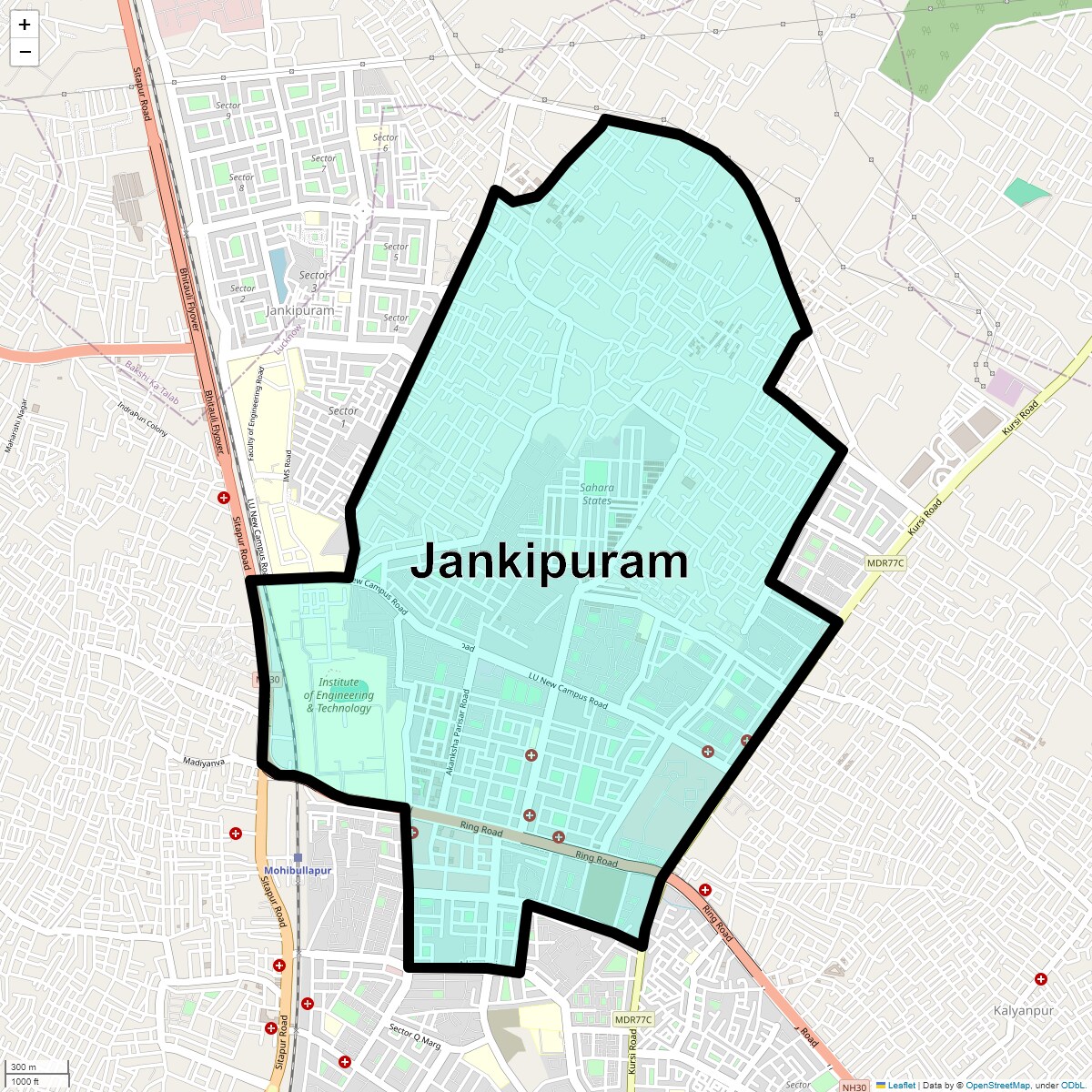 Location Map of Jankipuram, Lucknow