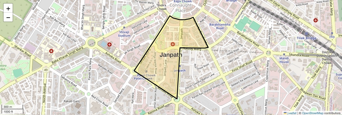 Location Map of Janpath, Delhi