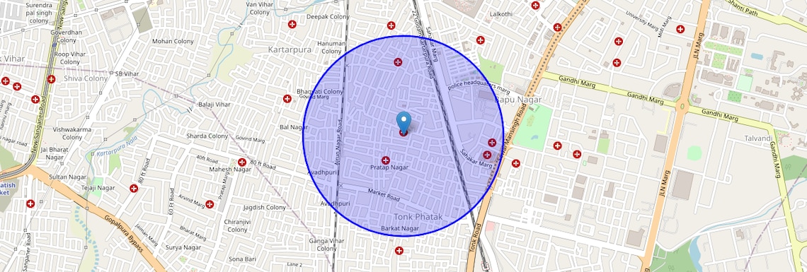 Location Map of Janpath, Jaipur