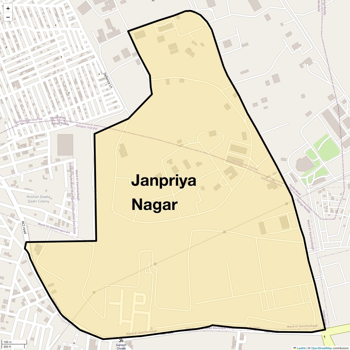 Location Map of Janpriya Nagar, Hyderabad