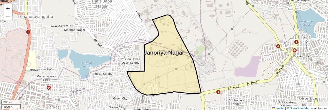 Location Map of Janpriya Nagar, Hyderabad