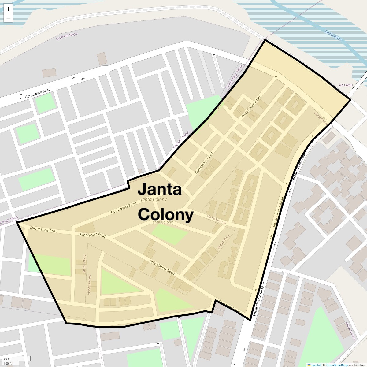 Location Map of Janta Colony, Delhi