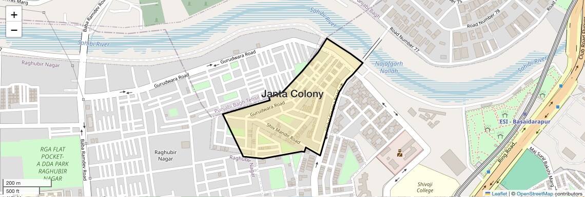 Location Map of Janta Colony, Delhi