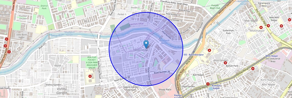 Location Map of Janta Colony, Delhi