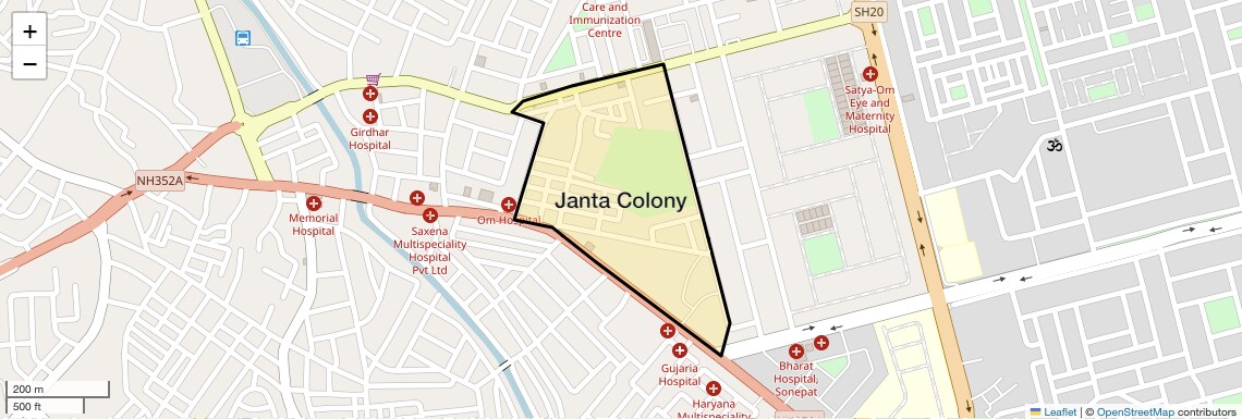 Location Map of Janta Colony, Sonipat
