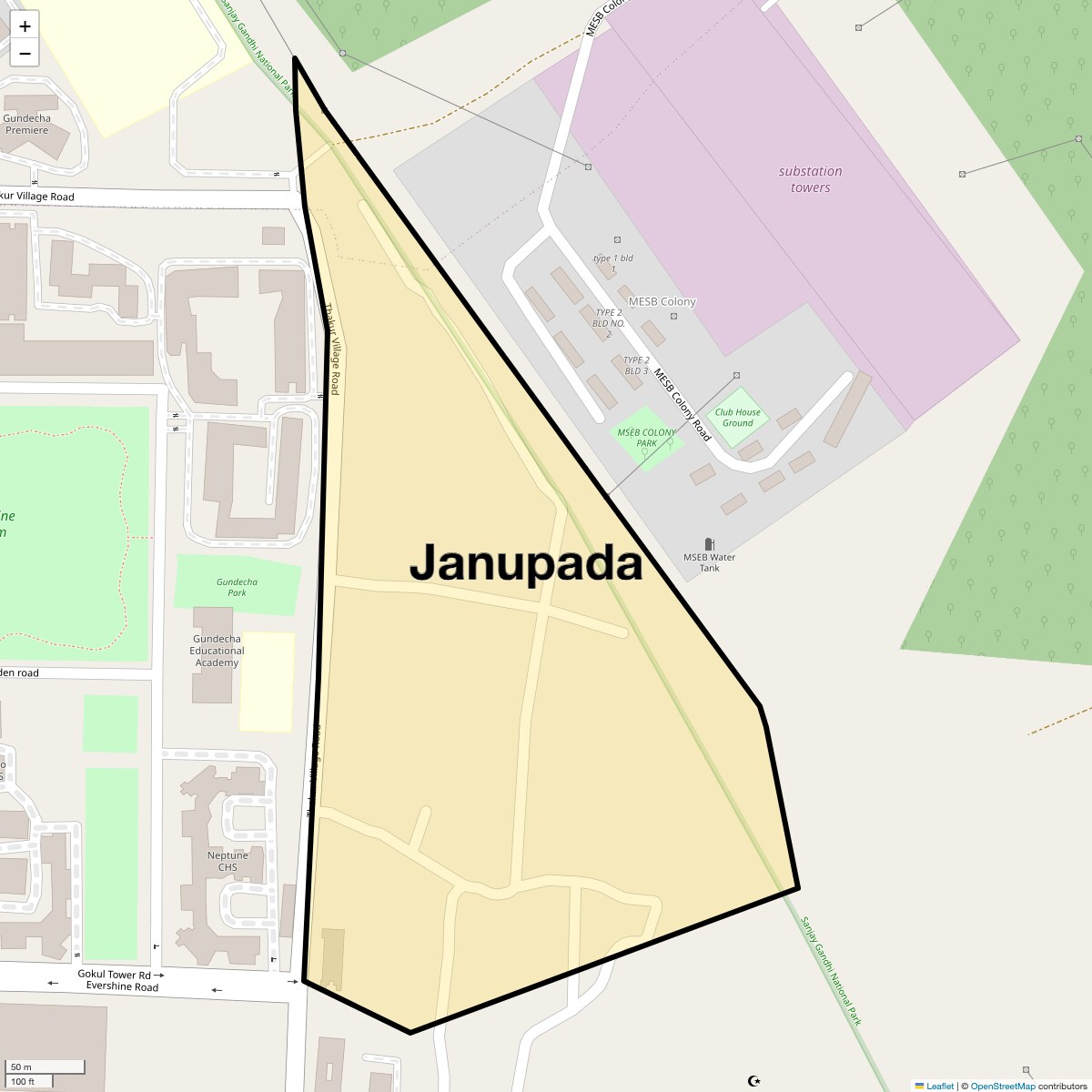 Location Map of Janupada, Mumbai