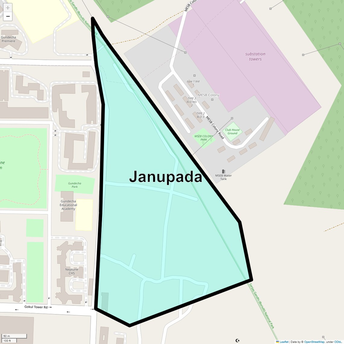 Location Map of Janupada, Mumbai