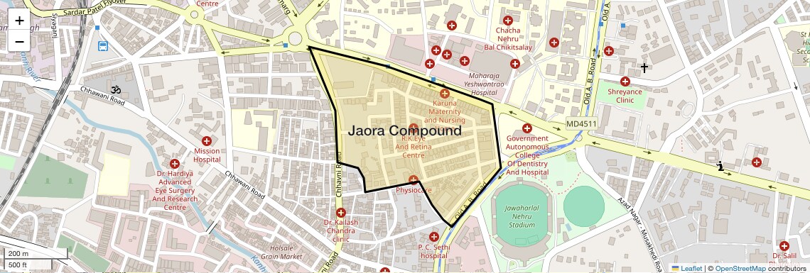 Location Map of Jaora Compound, Indore