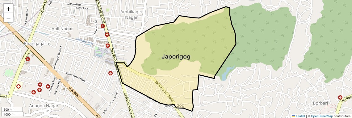 Location Map of Japorigog, Guwahati