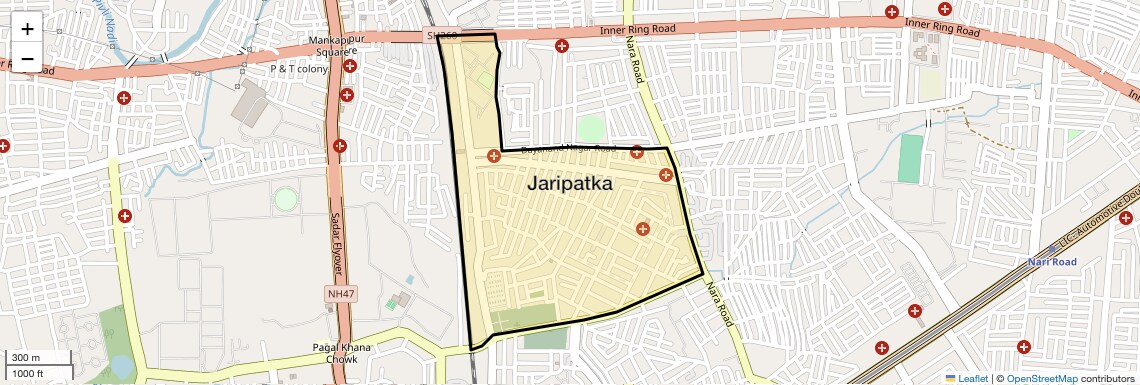 Location Map of Jaripatka, Nagpur