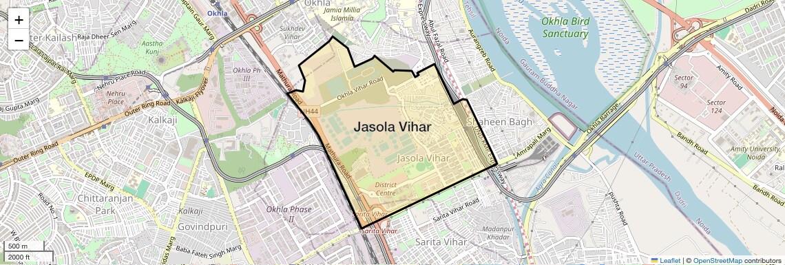 Location Map of Jasola Vihar, Delhi