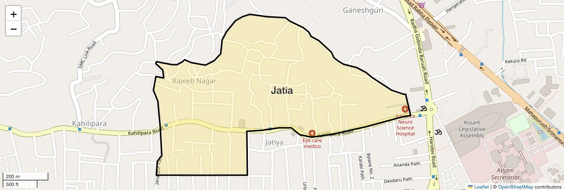 Location Map of Jatia, Guwahati