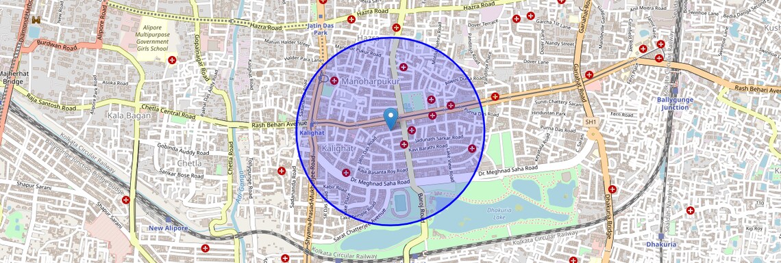 Location Map of Jatin Das Road, Kolkata