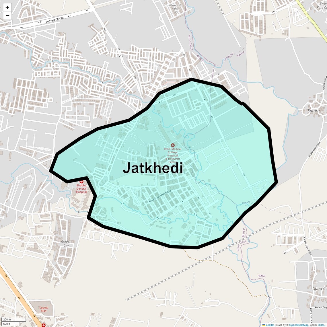 Location Map of Jatkhedi, Bhopal