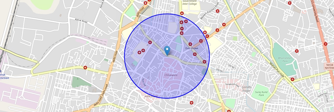 Location Map of Jattiwara, Meerut