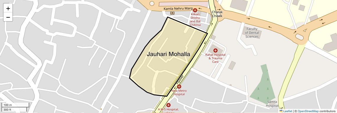 Location Map of Jauhari Mohalla, Lucknow